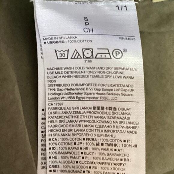 Banana Republic Olive Green Soft Wash Pocket Denim Jean Button Down Shirt Top S - Picture 5 of 5